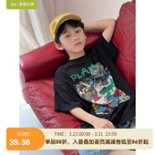 2026新款 上衣半袖 韩版 男孩潮酷百搭夏季 夏装 儿童印花T恤女宝短袖