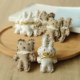 饰配饰森女胸针 手工缝边小熊和小兔布艺充棉装 粗糙 丑萌