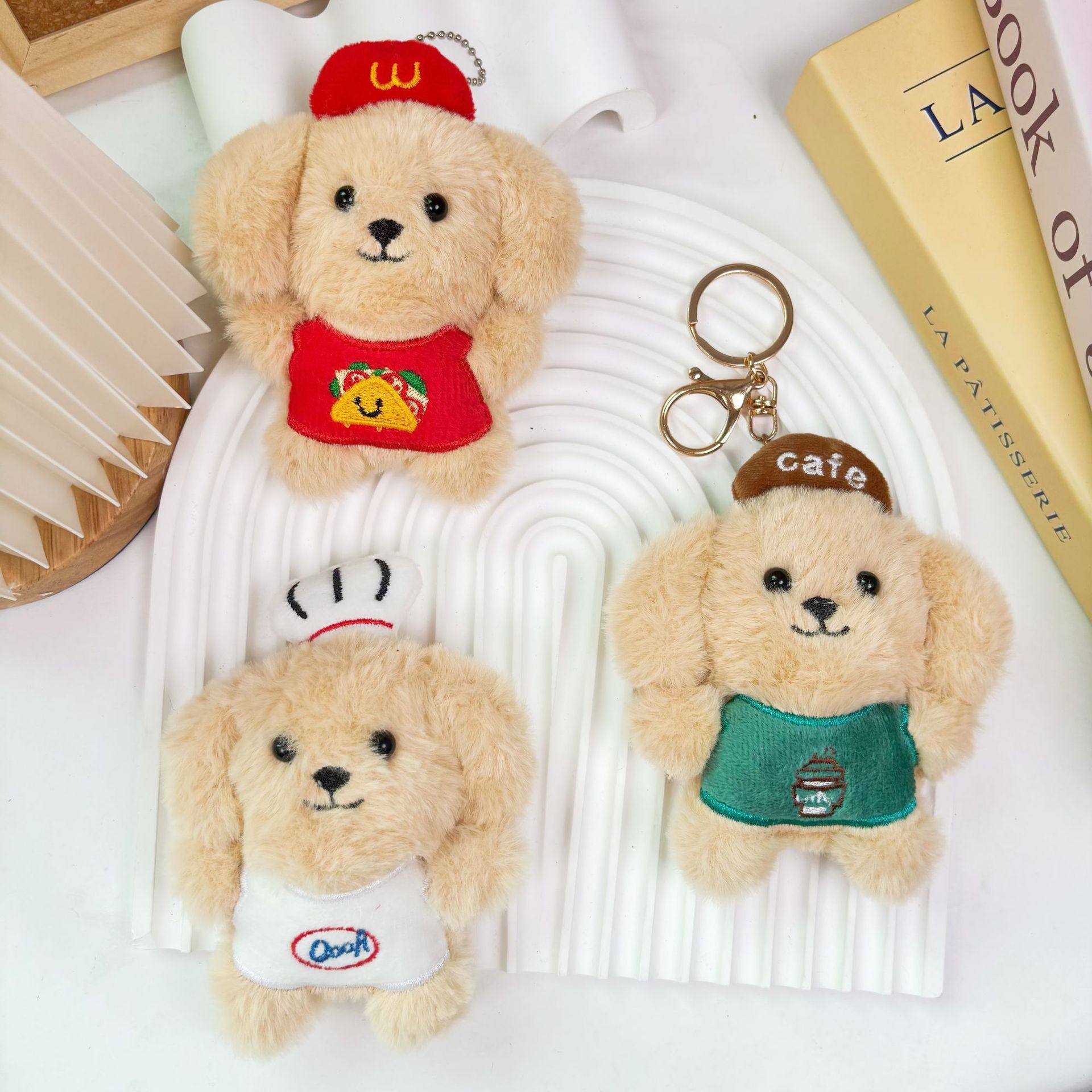 吱吱叫毛绒挂件厨师麦当劳小狗狗钥匙扣玩偶胸针小狗书包挂饰,节庆用品/礼品,挂饰/生肖挂饰,淘宝优惠券,粉丝福利购,淘宝优惠卷