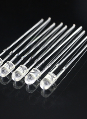 5伏F3圆头无边高亮LED灯珠正白红光蓝光绿黄色3mm发光二极管4-6V