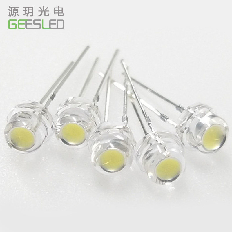 5mm草帽led灯珠正白冷白色0.2W瓦超高亮水晶灯高光照明f5草帽大杯