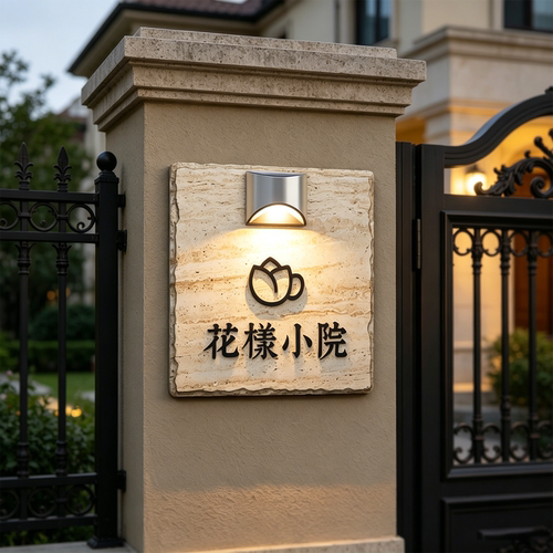 户外太阳能石质发光门牌