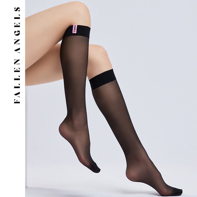 FallenAngels/凡洛纪 黑色小腿袜夏季薄款压力瘦腿中筒jk丝袜潮