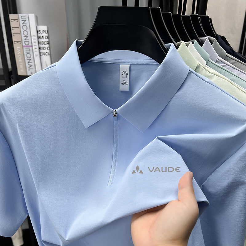 德国正品VAUDE巍德户外速干冰丝防晒男polo衫透气休闲翻领短袖T恤 - 实物图