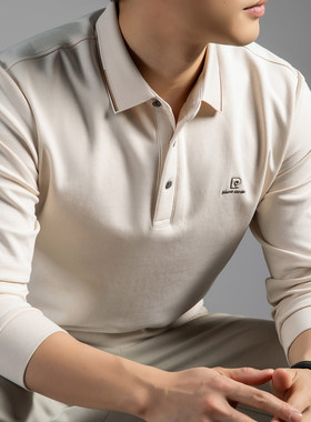皮尔卡丹春秋男士长袖纯棉POLO衫