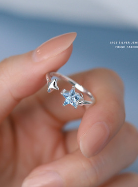 女s925纯银食指戒百搭开口指环