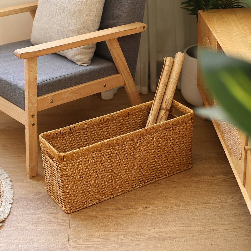 手工编织窄篮收纳筐防水防霉菌篮