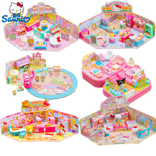 凯蒂猫正版街角物语便利店套装 女孩过家家迷你场景玩具礼物