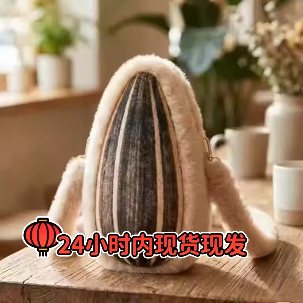 DSYQCYP新款可爱毛绒巨型瓜子斜挎包个性创意包秋冬保暖时尚包包