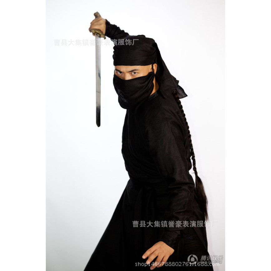 古装夜行衣刺客服忍者黑衣人蒙面人杀手服古代侠客刀客强盗演出服