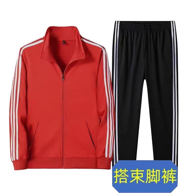 春秋薄外套运动服男士休闲三条杠套装户外跑步卫衣卫裤两件套整套