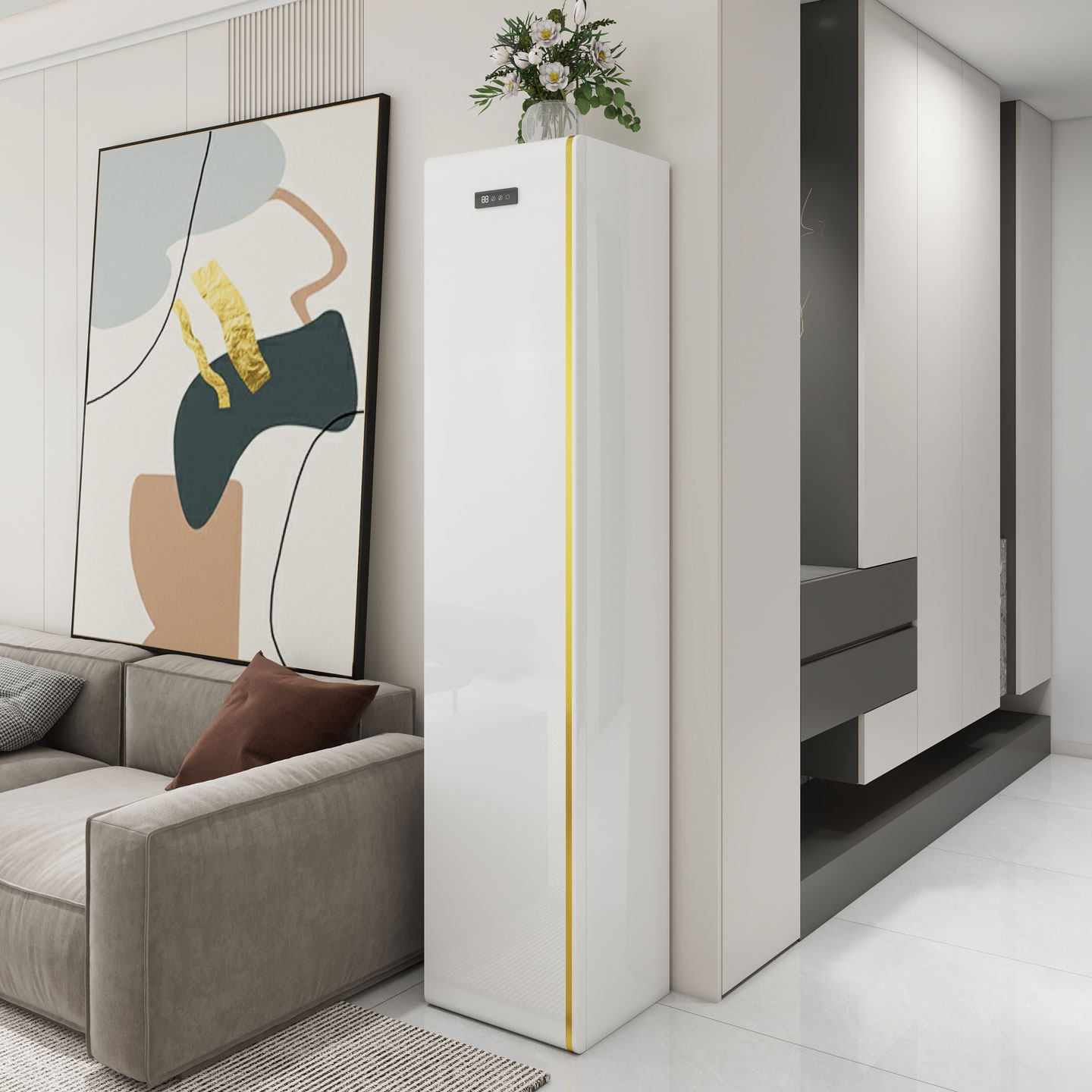 金趣鞋柜现代简约轻奢家用门口客厅钢板智能杀菌消毒整装收纳鞋架