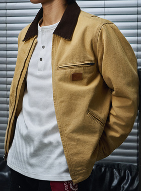 MRA男装 美式底特律棉衣服夹克巴恩风行政翻领谷仓帆布工装外套男