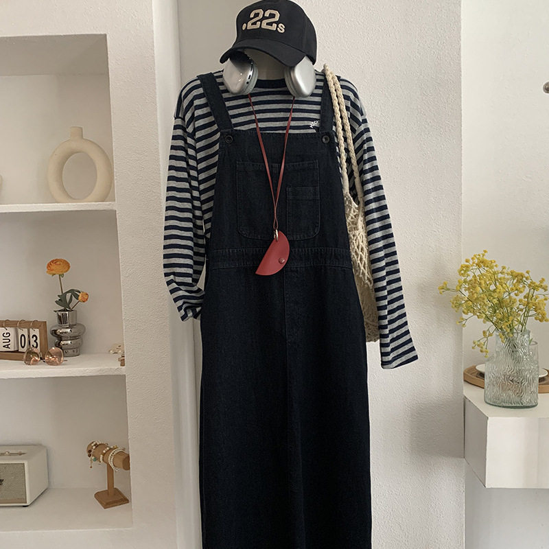 牛仔背带裙女秋季新款学院风宽松连衣裙