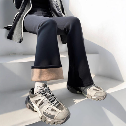 同款冬季加鱼裤女阔腿显瘦休闲裤加厚保暖女裤子加长显高