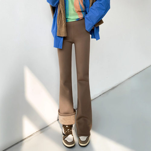 同款加绒休闲裤女冬季弹力瑜伽裤子鲨鱼皮修身显瘦微喇裤子