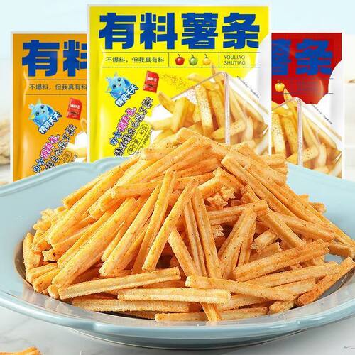 精灵夭夭有料薯条40克儿童膨化薯片解馋休闲零食小吃