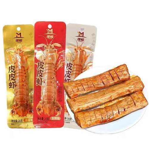 理帽素皮皮虾28g香辣麻酱孜然味调味面筋制品辣条校园解馋小零食