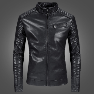 男士皮衣2023新款秋冬季加绒机车修身帅气潮休闲时尚外套皮夹克男