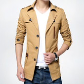 2023新款 风衣中长款 春秋装 韩版 外套潮流 秋季 青年休闲外衣男士 男装