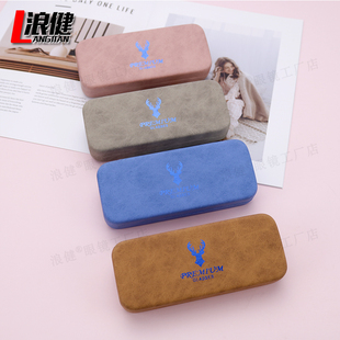 浪健眼镜盒金属仿皮高档防摔抗压时尚 学生太阳墨老花近视镜收纳盒