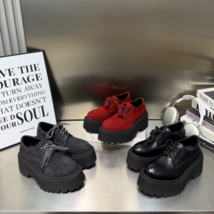 2026春季新款小个子增高乐福鞋英伦风尖头松糕鞋厚底漆皮鞋女款翠