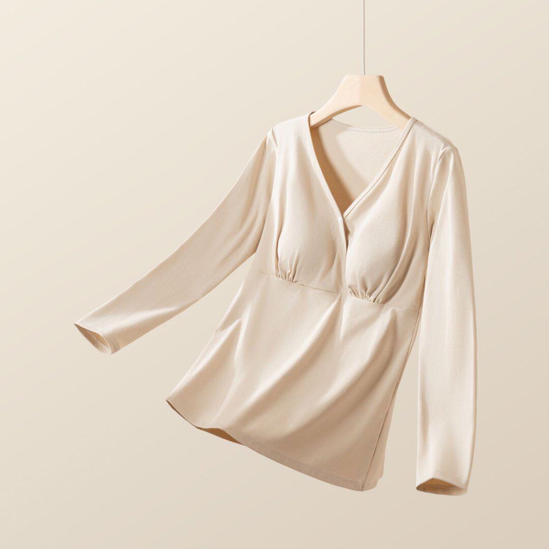 螺纹棉交叉哺乳月子服修身免穿文胸可调节裤腰宽腿大码家居服