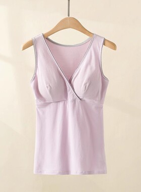 大码棉交叉有扣哺乳背心月子打底服产后喂奶睡衣免穿文胸