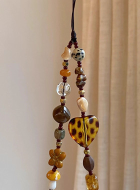 琥珀硬糖秋冬美拉德氛围长款手机链ins风棕色系ccd链