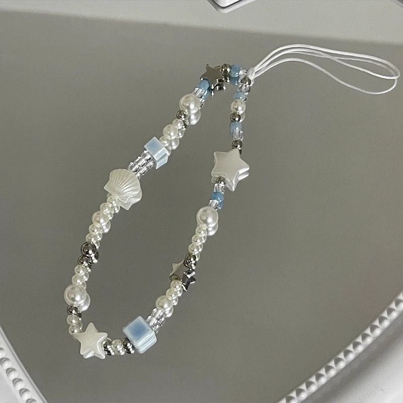 ins风小众手机挂饰蓝白色系甜美手机链ccd挂绳ccd相机挂件手机绳