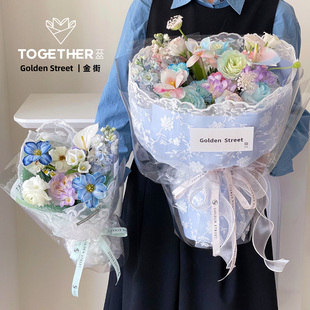 鲜花包装 苁丛 材料 刺绣蕾丝镂空纱 布艺花束包装