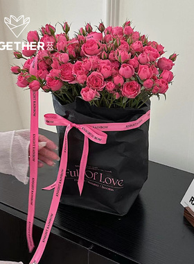 苁丛 原创 黑色设计款防水牛皮纸袋 花艺手工材料