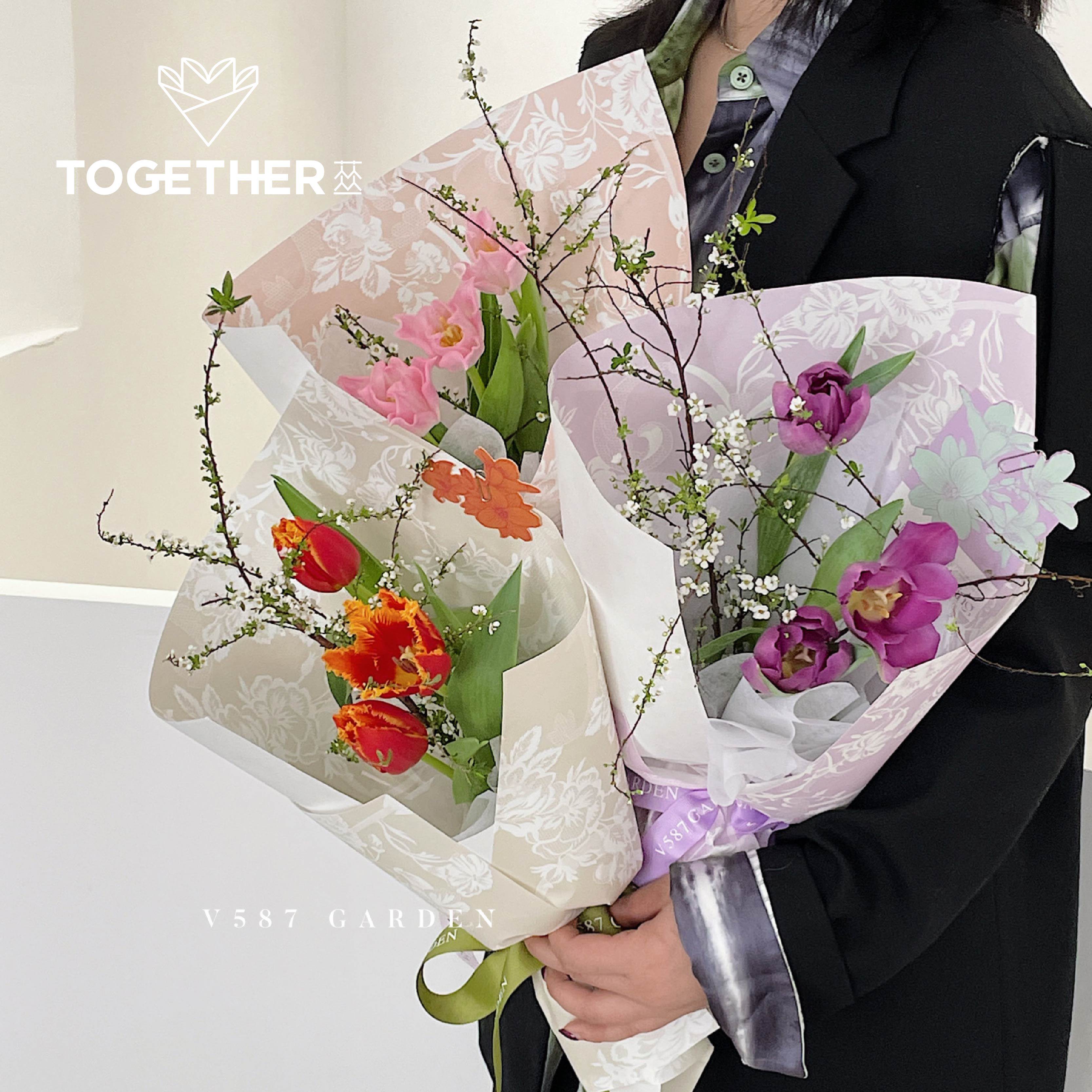 苁丛 原创 甜美仿蕾丝艺术纸 鲜花花束包装纸