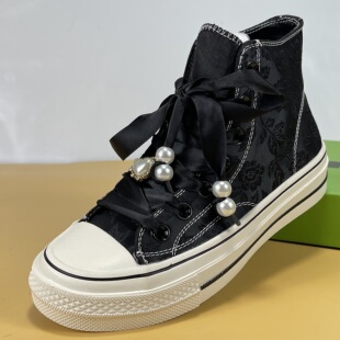 运动板鞋 专柜女鞋 百搭帆布真皮运动鞋 女2025春秋款 国风高帮休闲鞋