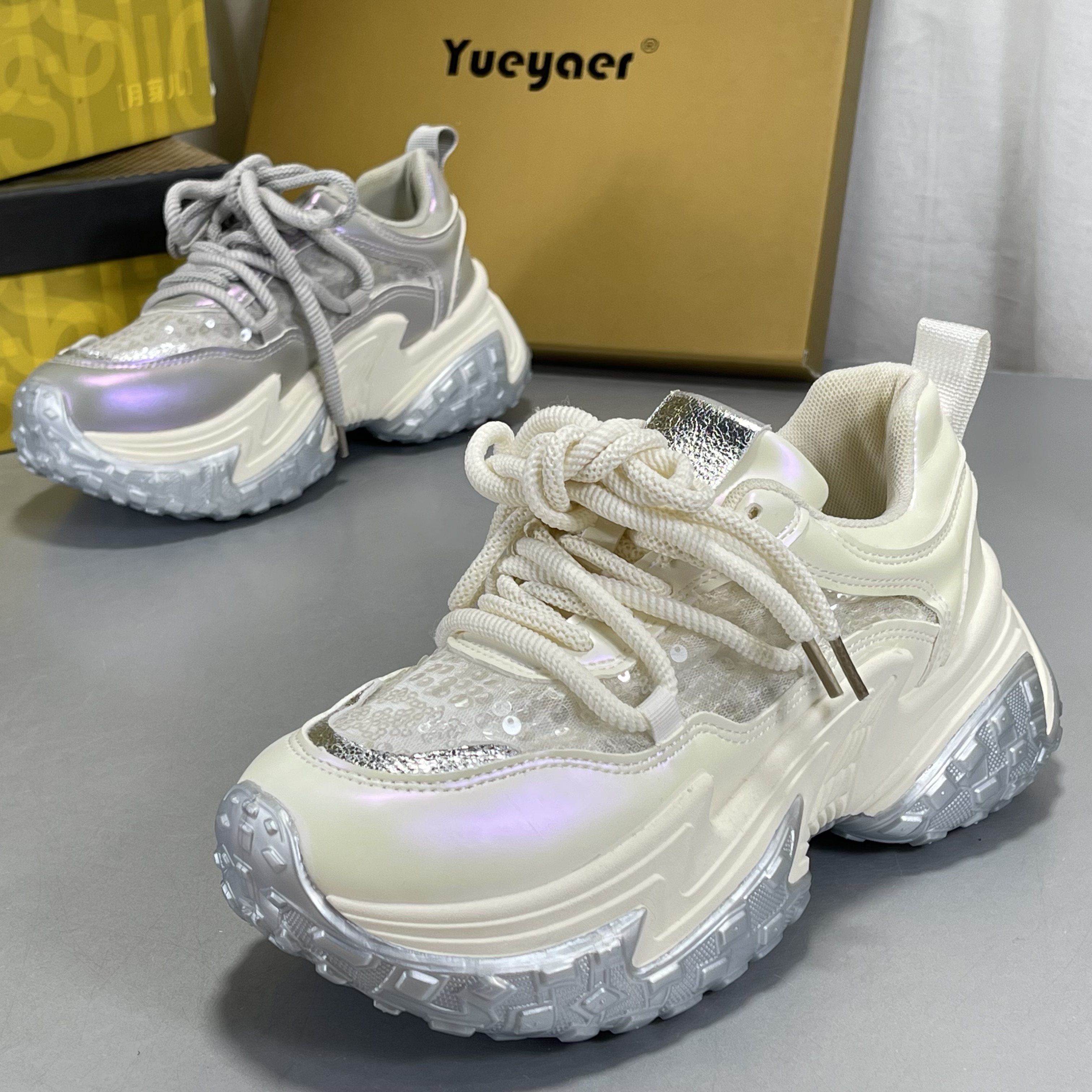 月芽儿厚底运动鞋增高老爹鞋女鞋小白鞋2026春新款网面松糕休闲鞋,女鞋,时尚休闲鞋,淘宝优惠券,粉丝福利购,淘宝优惠卷