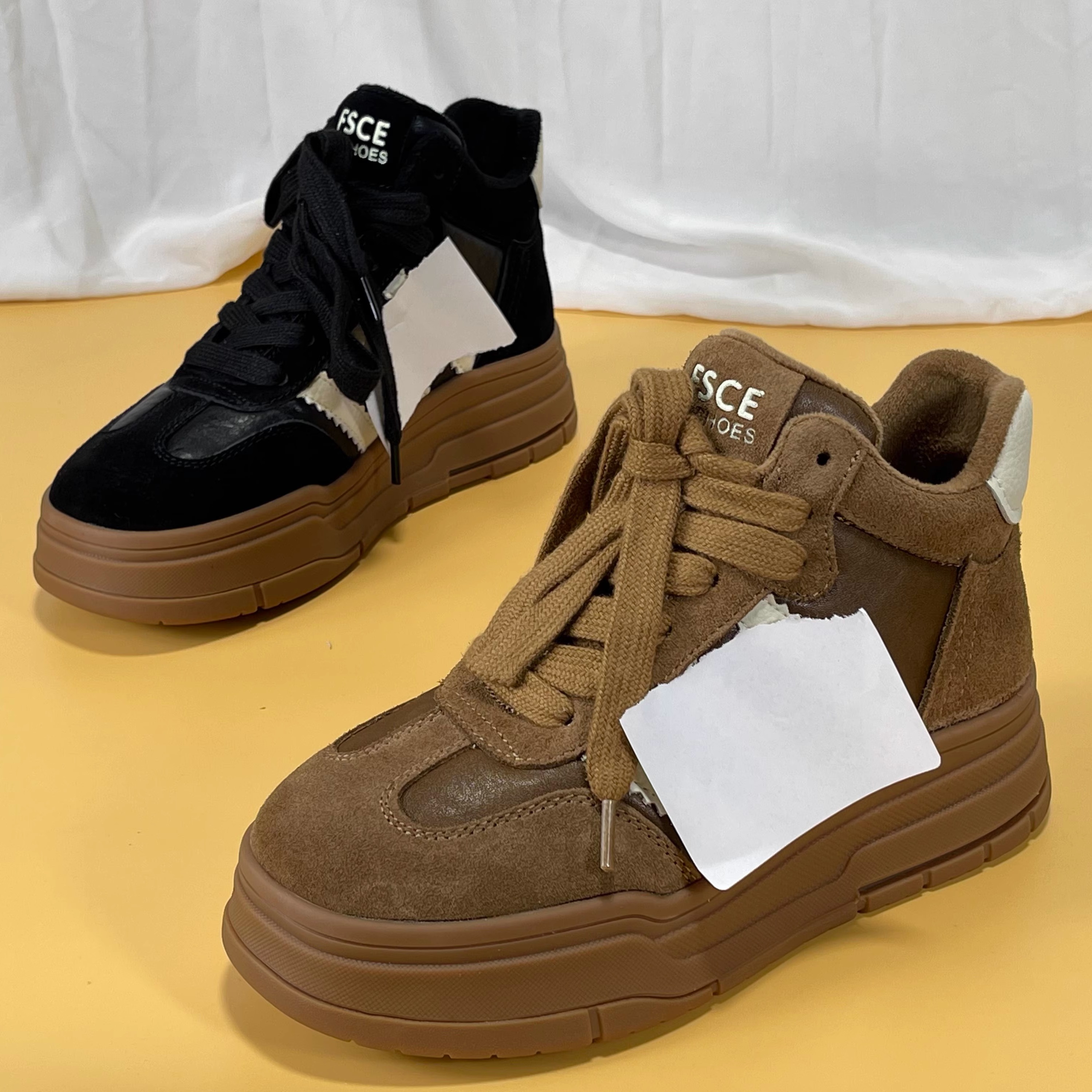 厚底高帮加绒得训鞋真皮厚底板鞋女2025冬季复古百搭运动休闲棉靴