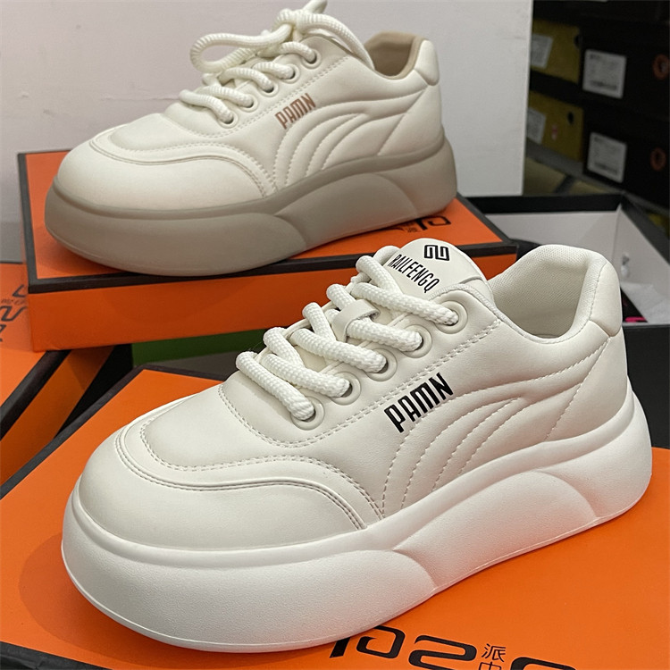 品牌清仓真皮小白鞋女2025新款百搭厚底休闲鞋系带软底板鞋运动鞋,女鞋,时尚休闲鞋,淘宝优惠券,粉丝福利购,淘宝优惠卷