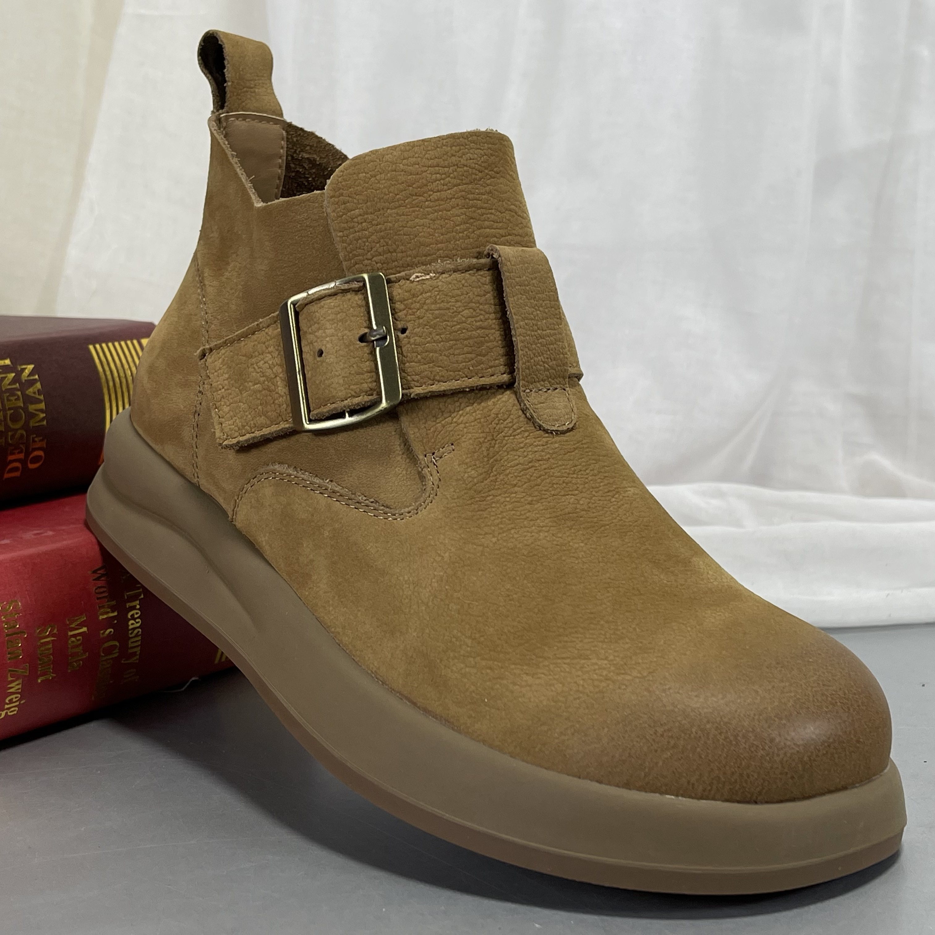 头层牛皮勃肯高帮鞋女鞋2025秋冬新款软底复古英伦风马丁靴子短靴,女鞋,马丁靴,淘宝优惠券,粉丝福利购,淘宝优惠卷