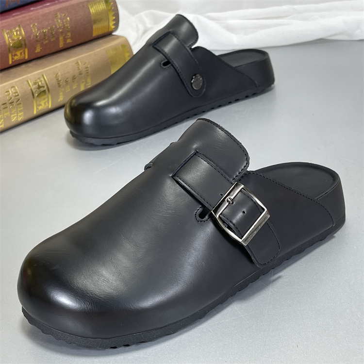 牛皮版！复古勃肯拖鞋女厚底外穿2025新款真皮包头半拖懒人勃肯鞋