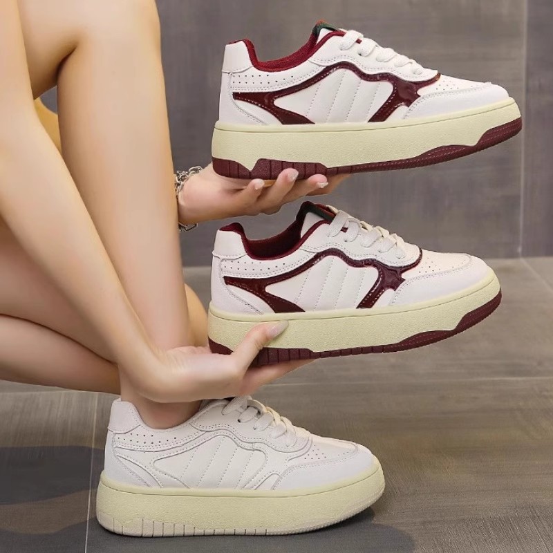 头层牛皮小白鞋女2025春秋新款真皮百搭厚底增高复古运动休闲板鞋
