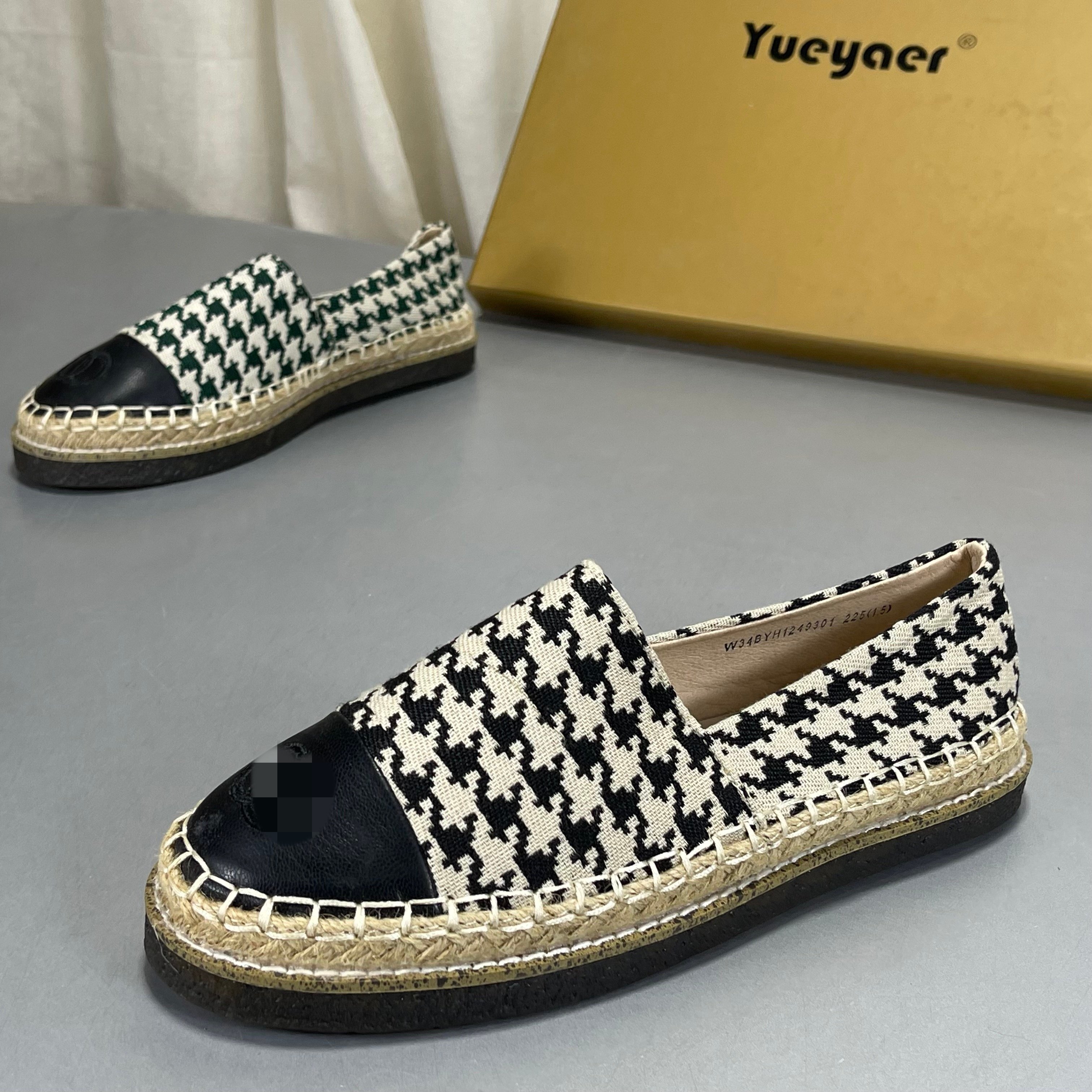 月芽儿渔夫鞋女一脚蹬百搭复古休闲千鸟格平底单鞋豆豆鞋轻便透气,女鞋,时尚休闲鞋,淘宝优惠券,粉丝福利购,淘宝优惠卷