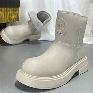 月牙儿正品牛皮雪地靴女2025新款冬季加绒加厚短靴子棉靴面包鞋