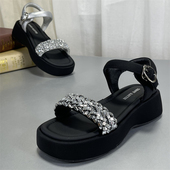 女配裙子2026夏季 新款 百搭舒适亮片时装 商场撤柜厚底休闲凉鞋 凉鞋