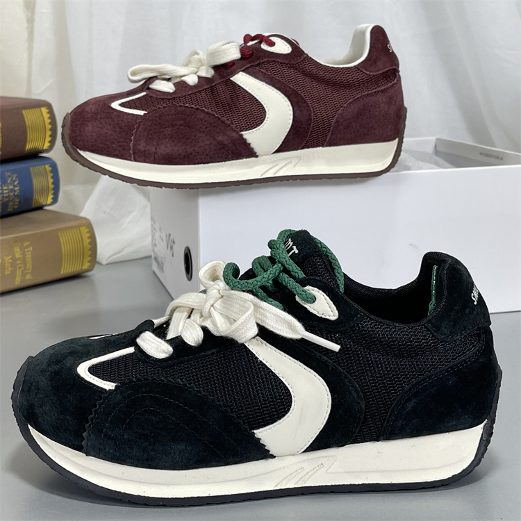 品牌真皮厚底德训鞋女双鞋带2025春秋款网面运动鞋休闲百搭阿甘鞋