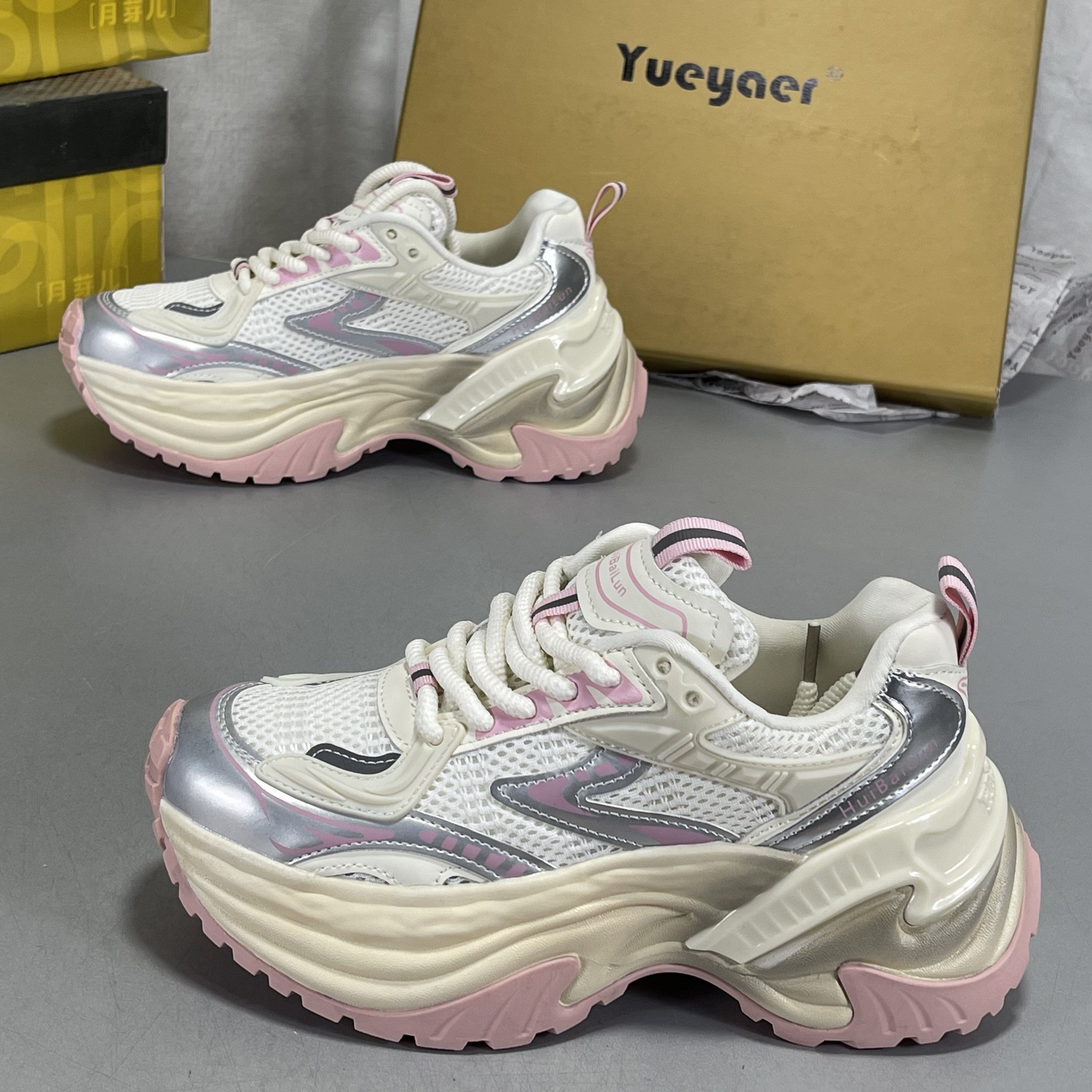 月芽儿厚底老爹鞋女ins2026新款网面透气百搭增高轻便休闲运动鞋,女鞋,时尚休闲鞋,淘宝优惠券,粉丝福利购,淘宝优惠卷