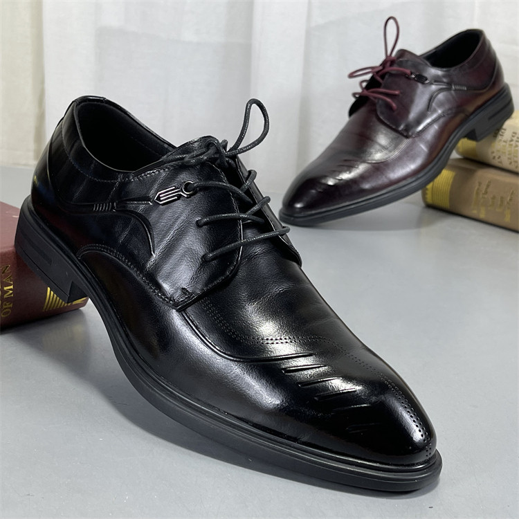 品牌男鞋头层牛皮2026春款皮鞋男商务正装真皮尖头英伦休闲结婚鞋