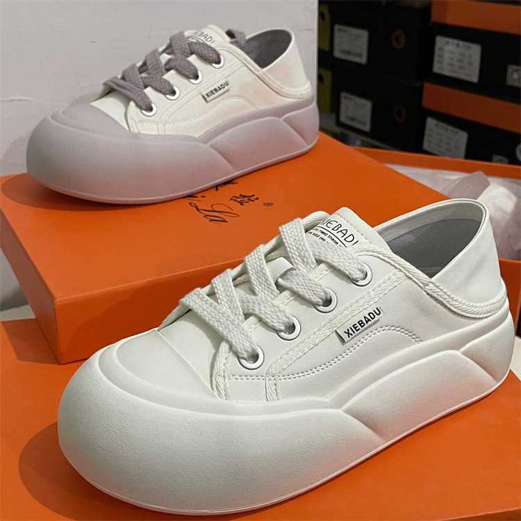 头层牛皮小白鞋丑萌面包鞋女2025春秋新款运动鞋厚底休闲圆头板鞋,女鞋,时尚休闲鞋,淘宝优惠券,粉丝福利购,淘宝优惠卷