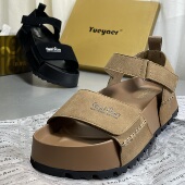 月芽儿厚底真皮罗马凉鞋 女 英伦风魔术贴露趾外穿沙滩鞋 女夏季 新款