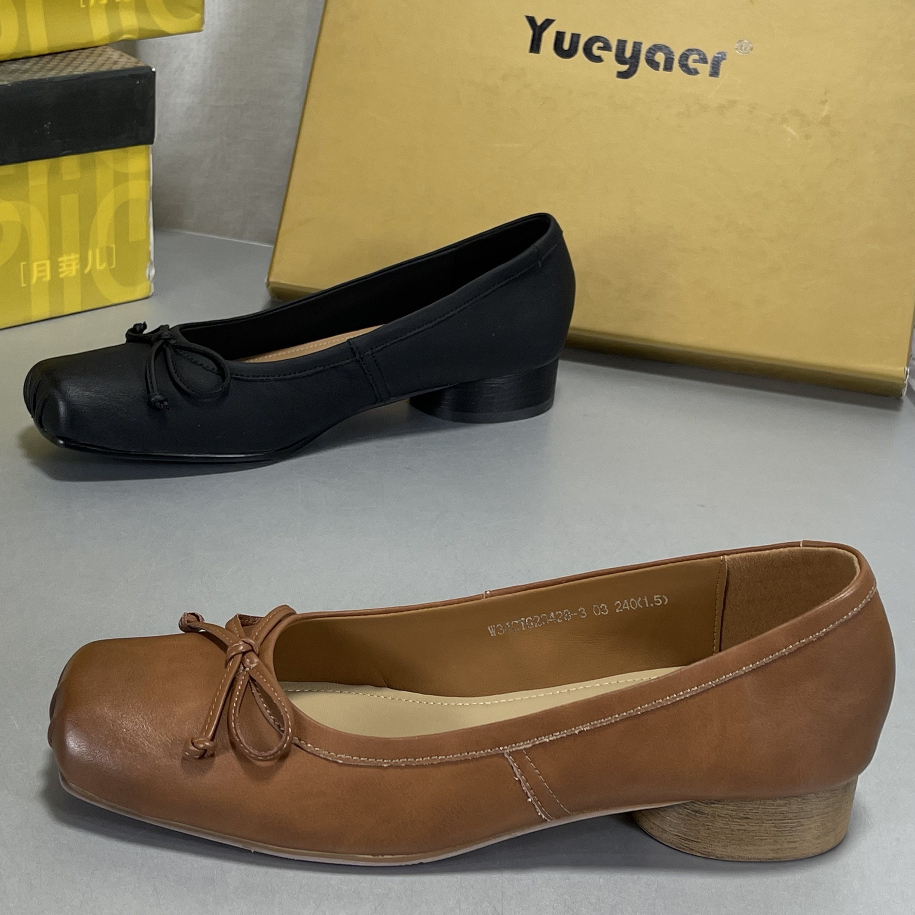 月芽儿复古玛丽珍鞋女牛皮蝴蝶结芭蕾舞鞋女浅口粗跟真皮法式单鞋,女鞋,玛丽珍鞋,淘宝优惠券,粉丝福利购,淘宝优惠卷