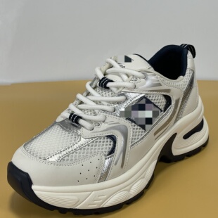 复古百搭网面透气休闲小白鞋 老爹鞋 女超轻2025新款 头层牛皮运动鞋